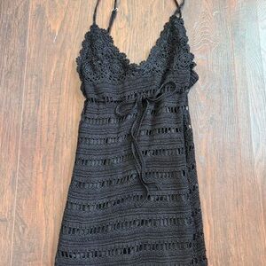 Black crochet dress